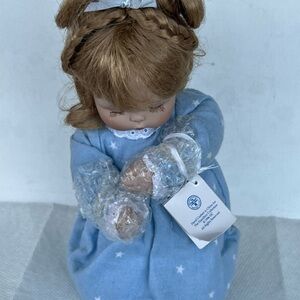 Vintage 1996 Mary Porcelain Doll  Blue Star Dress The Hamilton Collection 9 in